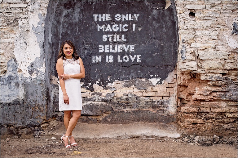 Bride by Graffiti Wall in Austin Texas