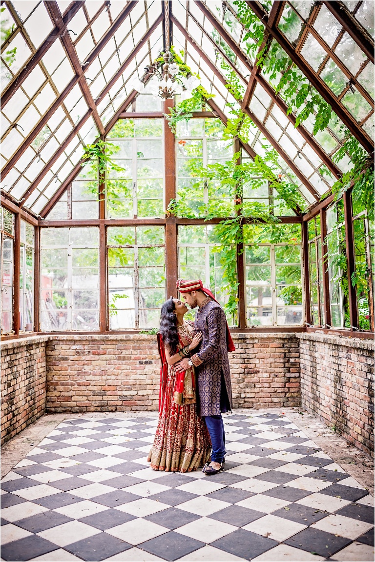 Indian Couple Anniversary in Greenhouse Austin Texas