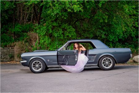 Girl in 66 Classic Mustang Car Photoshoot in Austin Texas