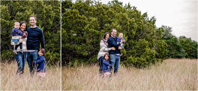 Christmas Family Portraits in Field Austin Texas Photographer