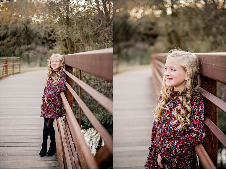 Girl on Bridge in Cedar Park Texas Natural Light Photographer in Austin Texas