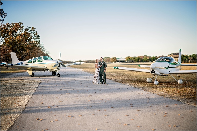 Air force Engagement Photoshoot at Private Airport in Cedar Park Texas