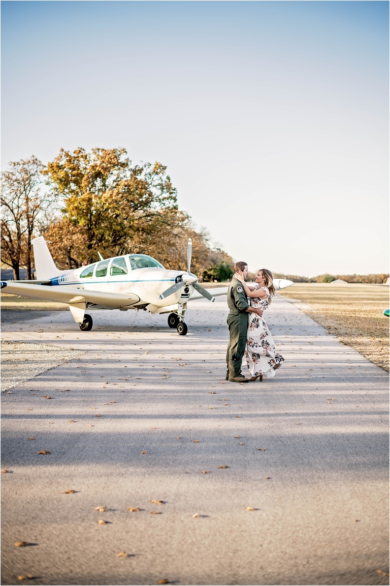 Air force Engagement Photoshoot at Private Airport in Cedar Park Texas