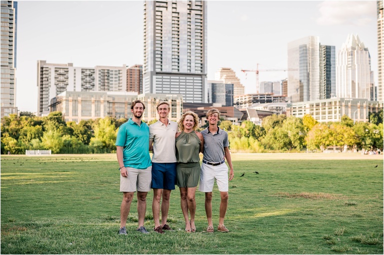 Family Photoshoot downtown Austin Natural Light Photographer Mother and sons