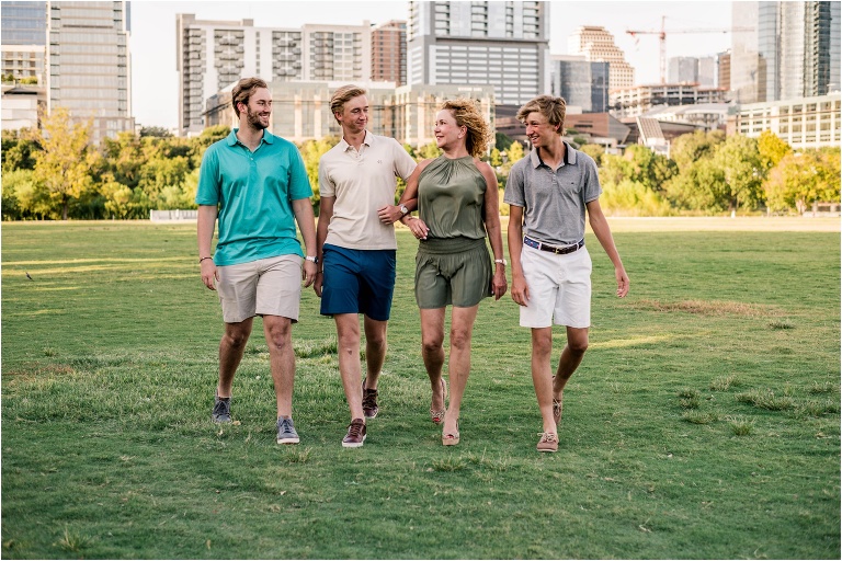 Family Photoshoot downtown Austin Natural Light Photographer Mother and sons