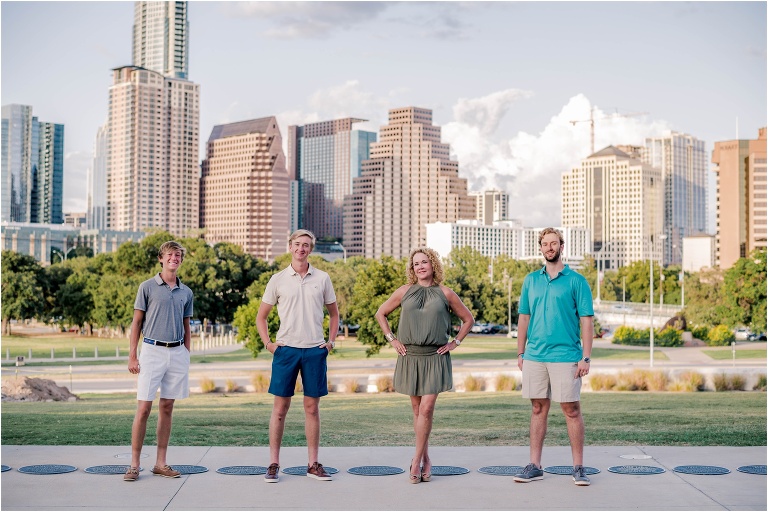 Family Photoshoot downtown Austin Natural Light Photographer Mother and sons