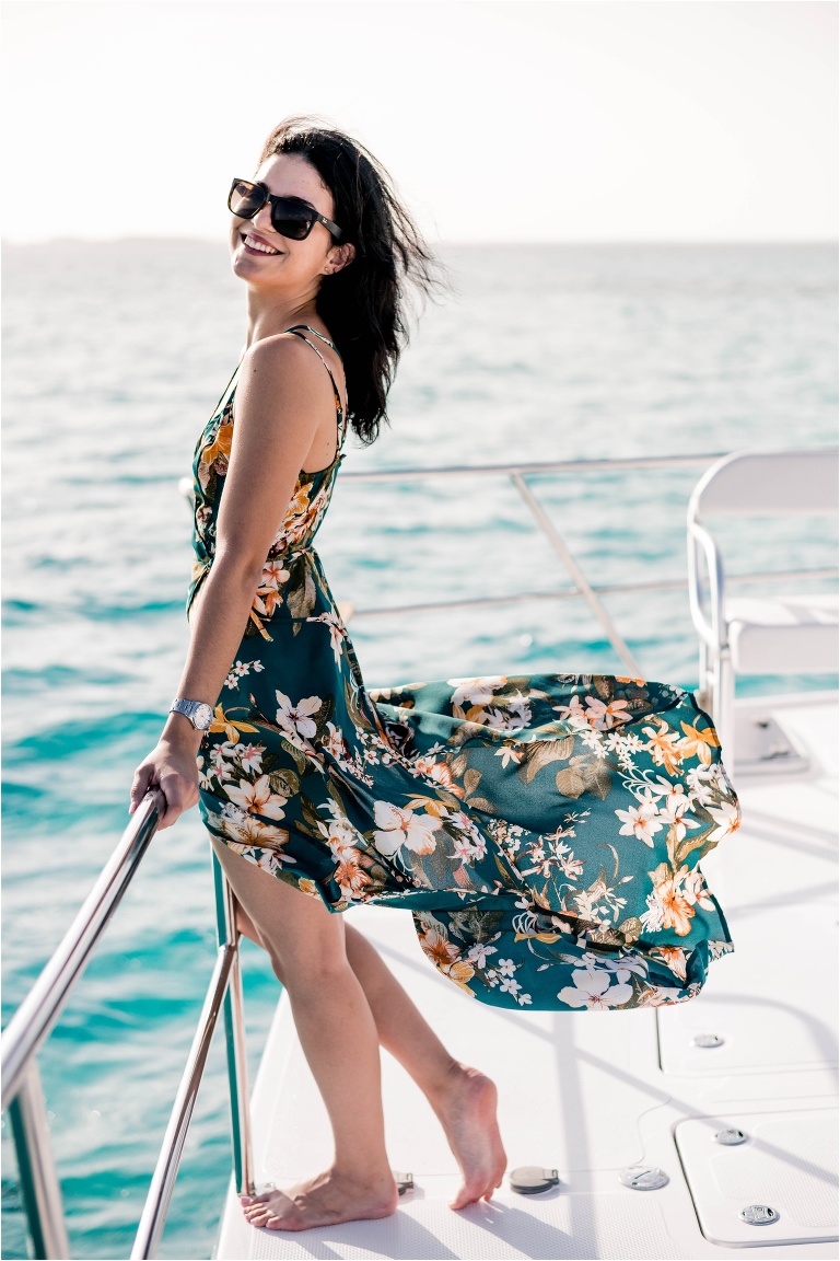 Private Charter Boat in Grand Cayman with female model for Robert Soto Watersports