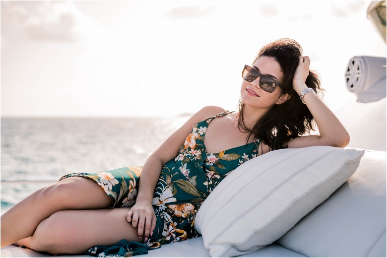 Private Charter Boat in Grand Cayman with female model for Robert Soto Watersports