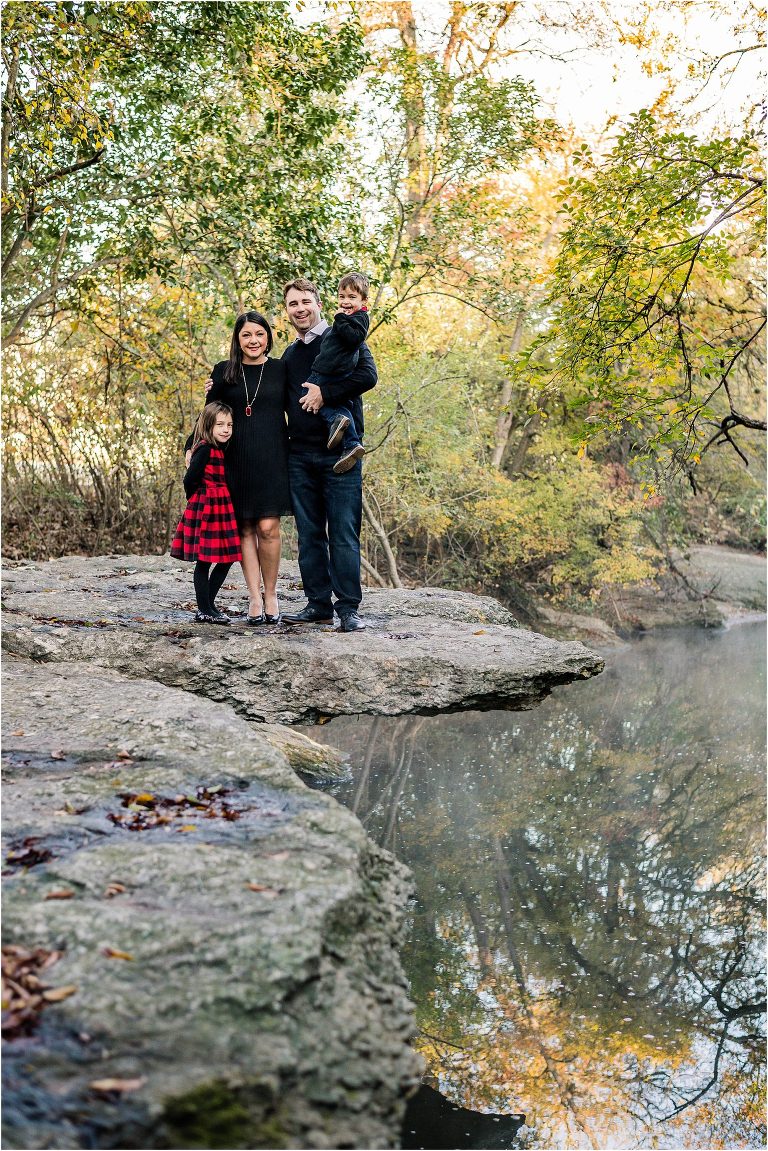 Family of four in Pflugerville Texas for Christmas portraits by natural light photographer