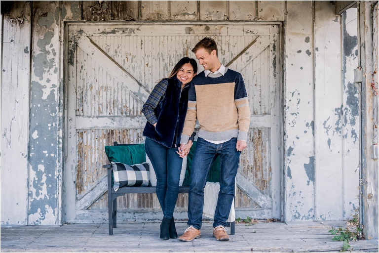 Beautiful couple during Christmas mini photoshoot in Georgetown Texas by natural light portrait photographer