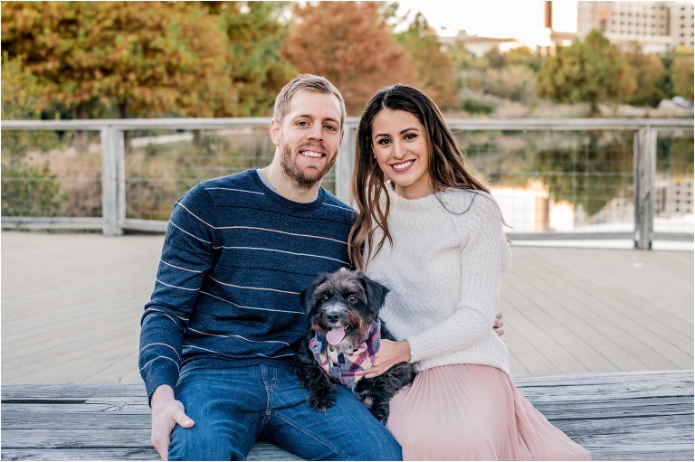 Couple with rescue dog photoshoot in Georgetown Texas by natural light portrait photographer