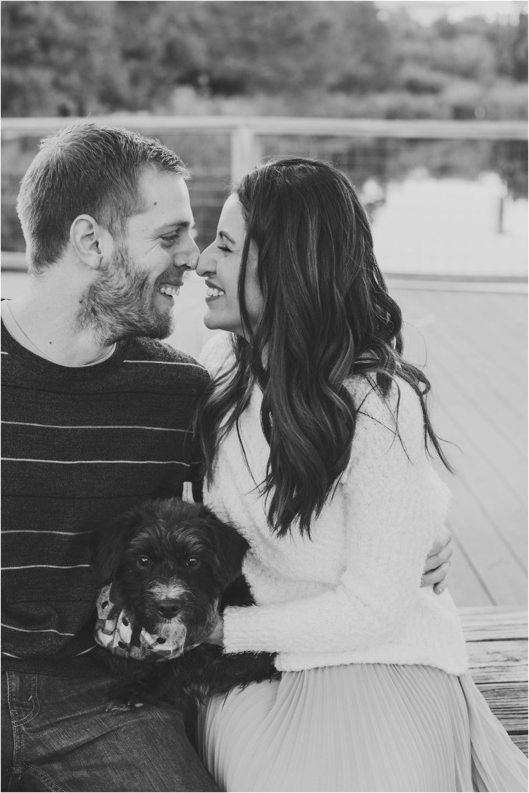 Couple with rescue dog photoshoot in Georgetown Texas by natural light portrait photographer