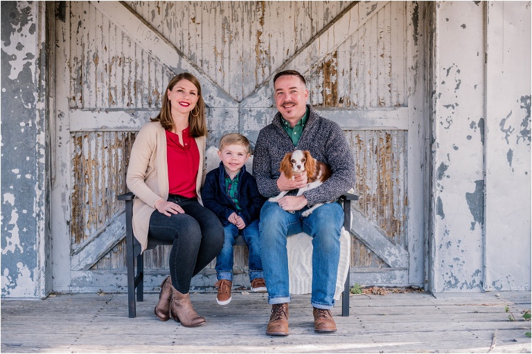 Family of four in Georgetown Texas during Christmas Mini Photoshoot by natural light children photographer twin boys